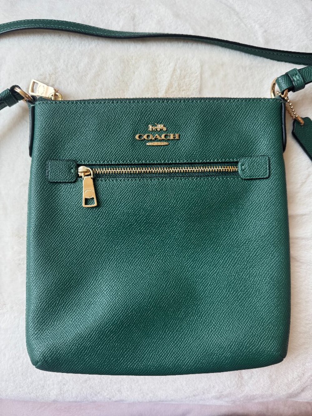 Coach Mini Rowan File Bag in Green Crossgrain Leather (CE871)